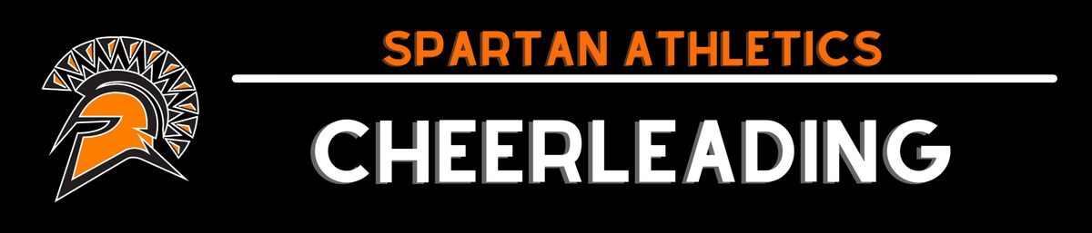 Spartan Athletics Cheerleading banner with Spartan logo