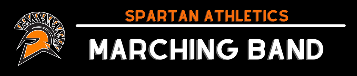 Spartan Athletics Marching Band banner with Spartan logo