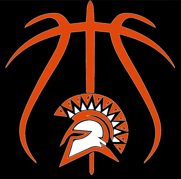 Basketball outline with Spartan logo