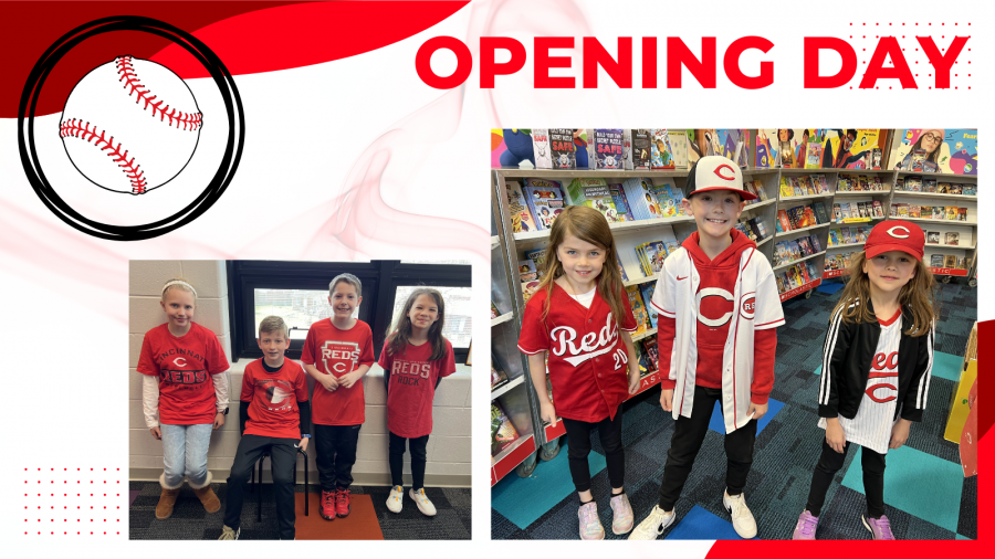 Red Opening Day - students wearing Reds gear collage