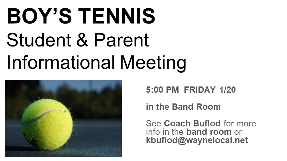 Boy's Tennis Student & Parent Information Meeting