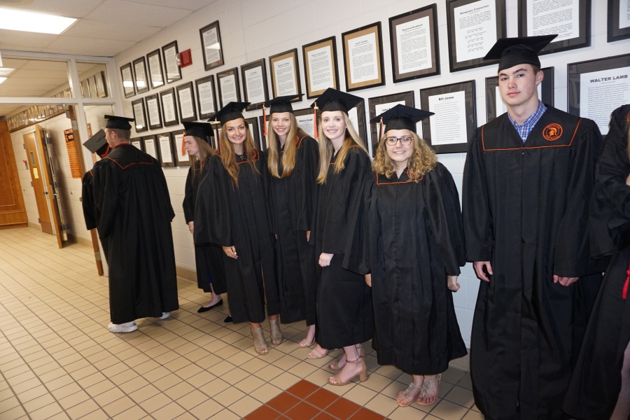 graduates lined up