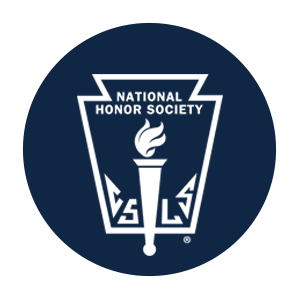 national honor society logo in blue with a torch